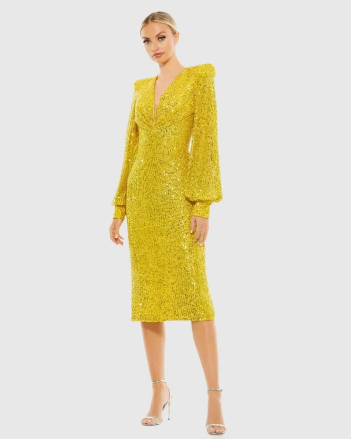 Women Cocktail Dresses Mac Duggal Sequined Structured Bishop Sleeve Midi Dress Magenta Women Cocktail Dresses Mac Duggal Sequined Structured Bishop Sleeve Midi Dress Magenta