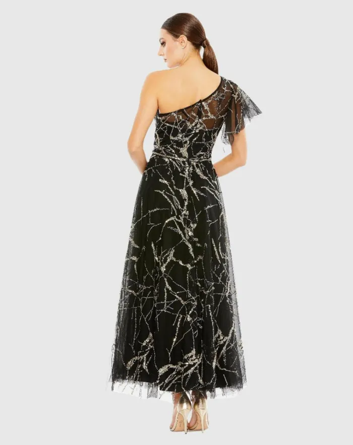 Women Cocktail Dresses Mac Duggal Two Tone One Shoulder A Line Dress Black Women Cocktail Dresses Mac Duggal Two Tone One Shoulder A Line Dress Black