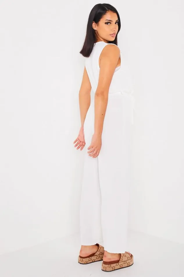 Women Combinaison Pantalon Ceinture Blanche White Brentiny Paris Playsuits