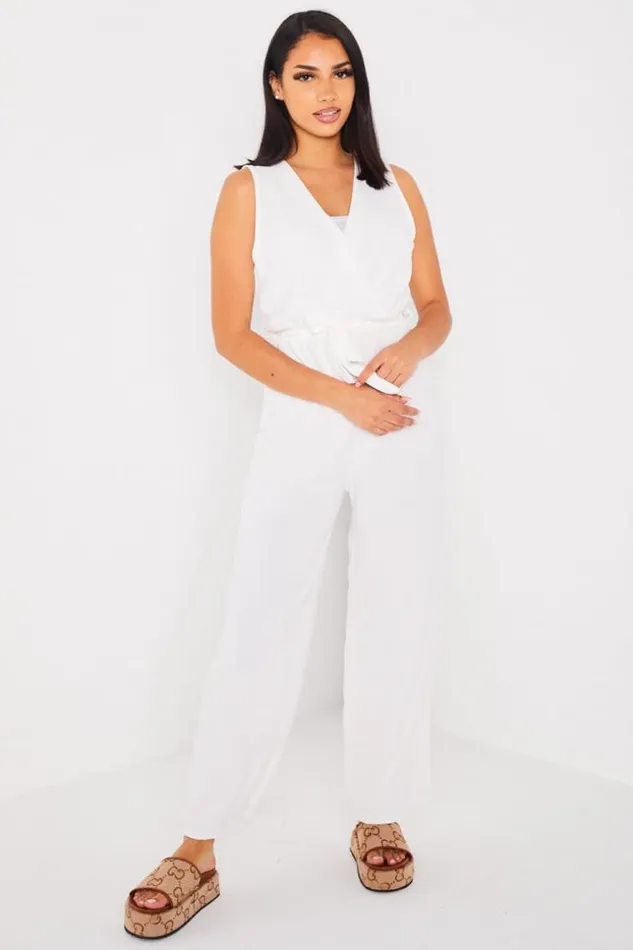Women Combinaison Pantalon Ceinture Blanche White Brentiny Paris Playsuits