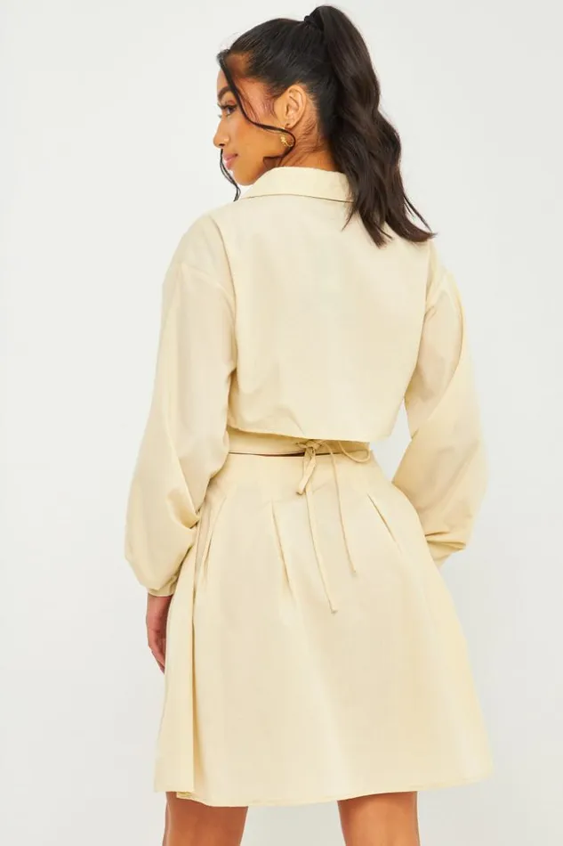 Women Corset Detail Mini Dress With Cut Out Back In Beige Beige Brentiny Paris Ceremonial Outfits