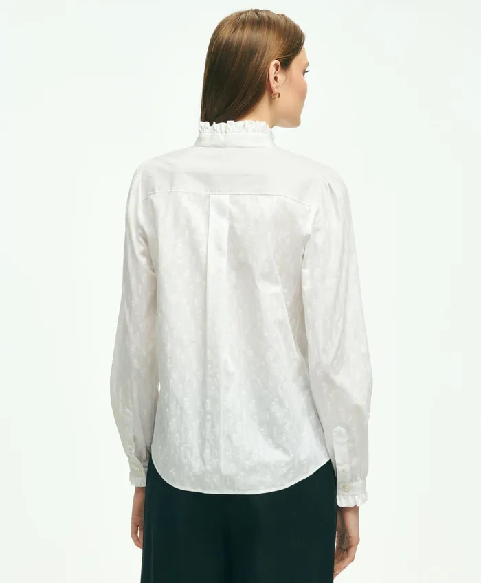 Women Cotton Dobby Shirt White Brooks Brothers Blouses and Shirts