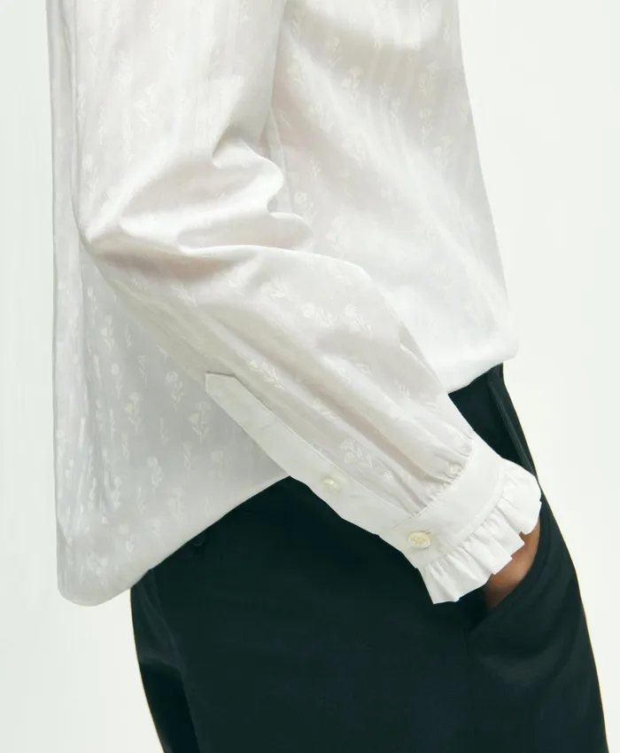 Women Cotton Dobby Shirt White Brooks Brothers Blouses and Shirts