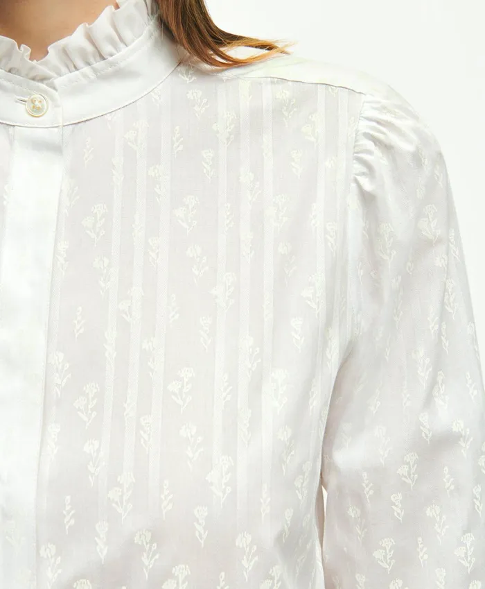 Women Cotton Dobby Shirt White Brooks Brothers Blouses and Shirts