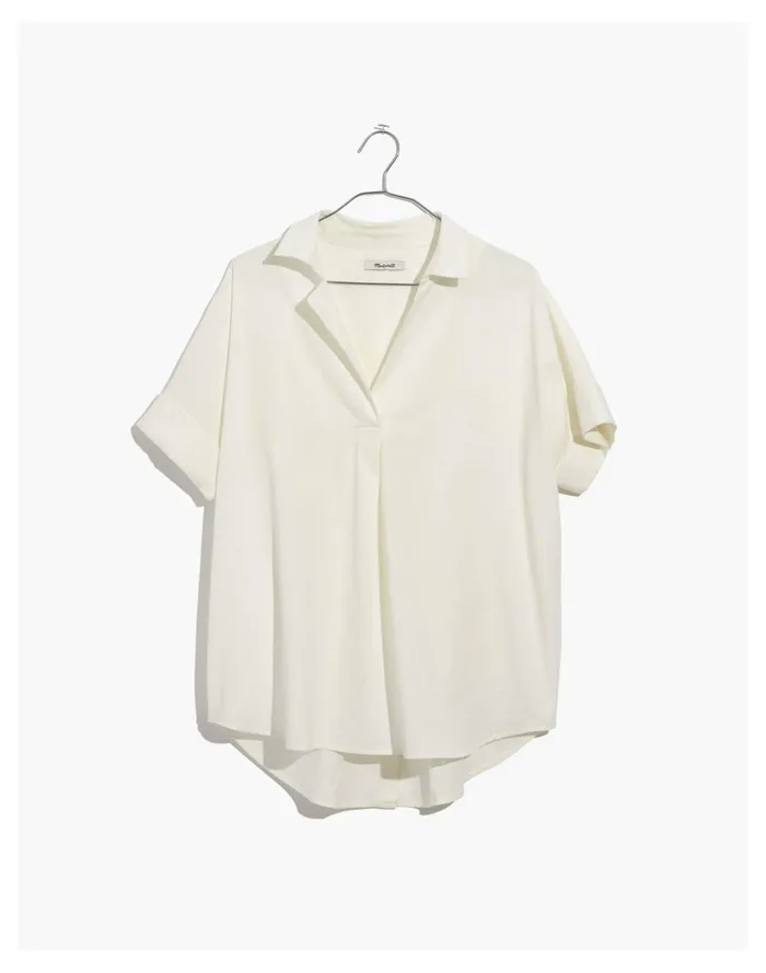 Women Courier Button Back Shirt In Pure White Pure White Madewell Tops and Shirts Women Courier Button Back Shirt In Pure White Pure White Madewell Tops and Shirts