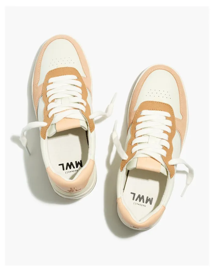 Women Court Low Top Sneakers In Peach Colorblock Dried Peach Multi Madewell Sneakers