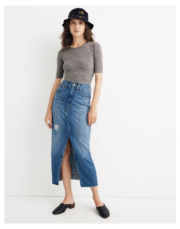 Women Crewneck Short Sleeve Thong Bodysuit Hthr Smoke Madewell Tees Women Crewneck Short Sleeve Thong Bodysuit Hthr Smoke Madewell Tees