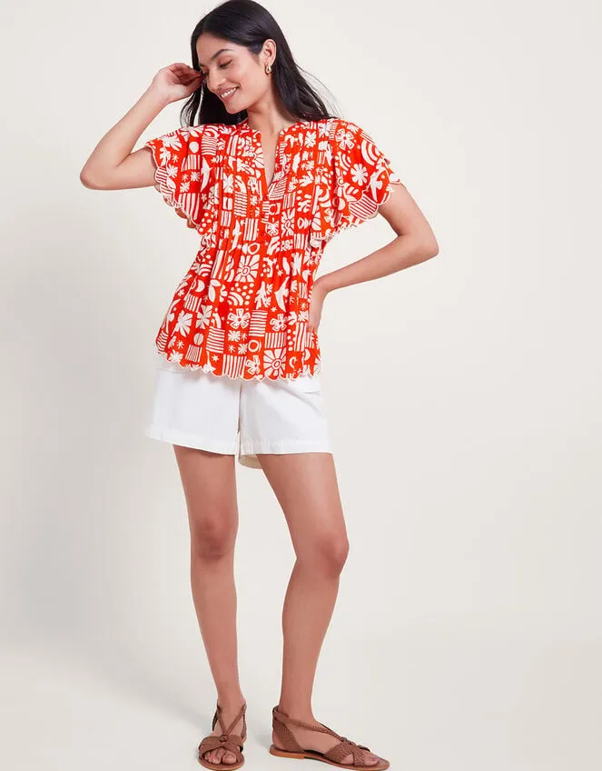 Women Dario Print Pleat Top Red Monsoon Casualwear
