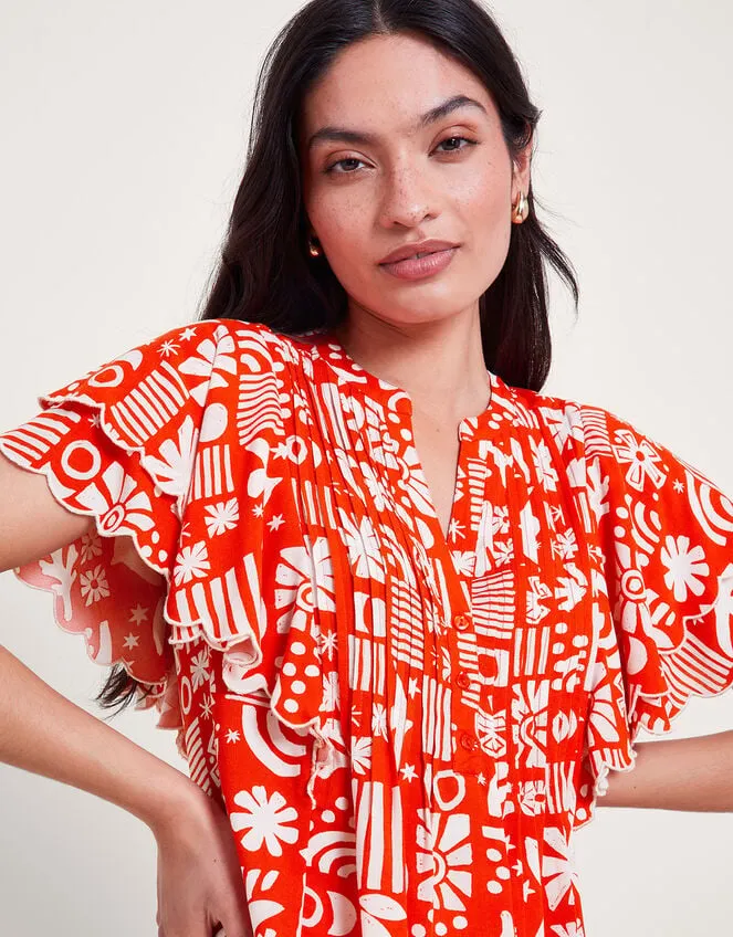 Women Dario Print Pleat Top Red Monsoon Casualwear