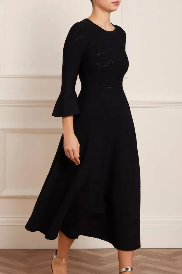 Women Day Dresses Needle and Thread Pretty Pointelle Knit Ankle Gown Black