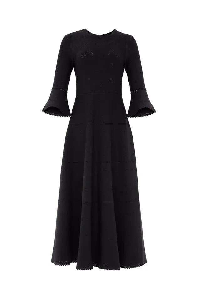 Women Day Dresses Needle and Thread Pretty Pointelle Knit Ankle Gown Black