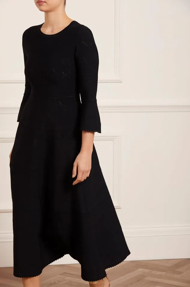 Women Day Dresses Needle and Thread Pretty Pointelle Knit Ankle Gown Black