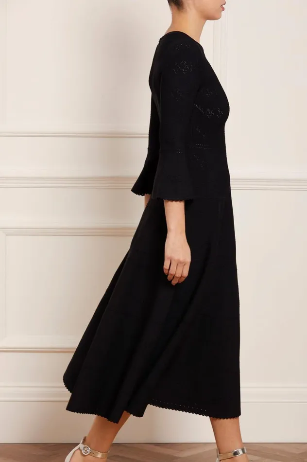 Women Day Dresses Needle and Thread Pretty Pointelle Knit Ankle Gown Black
