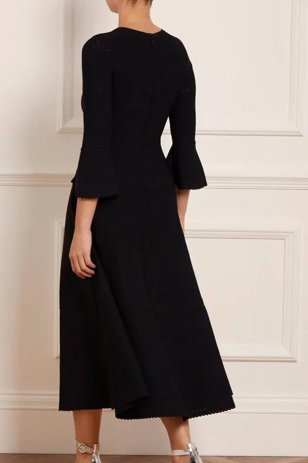 Women Day Dresses Needle and Thread Pretty Pointelle Knit Ankle Gown Black