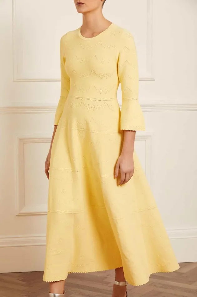 Women Day Dresses Needle and Thread Pretty Pointelle Knit Gown Yellow