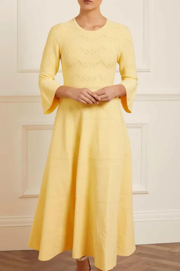 Women Day Dresses Needle and Thread Pretty Pointelle Knit Gown Yellow