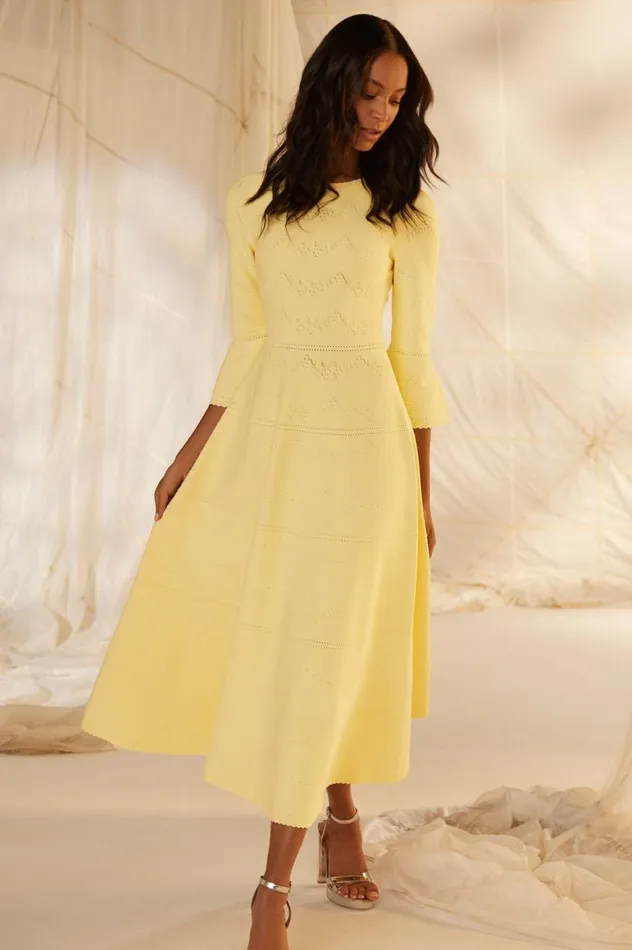 Women Day Dresses Needle and Thread Pretty Pointelle Knit Gown Yellow
