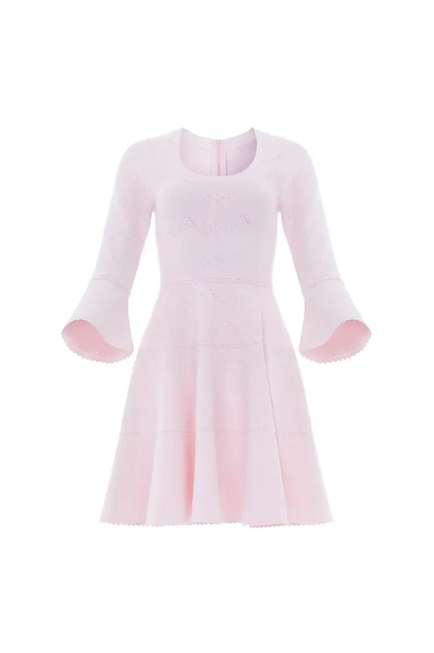 Women Day Dresses Needle and Thread Pretty Pointelle Knit Scoop Neck Mini Dress Pink
