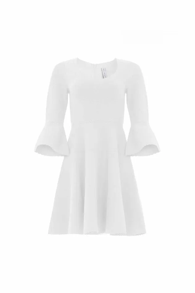 Women Day Dresses Needle and Thread Pretty Pointelle Knit Scoop Neck Mini Dress White