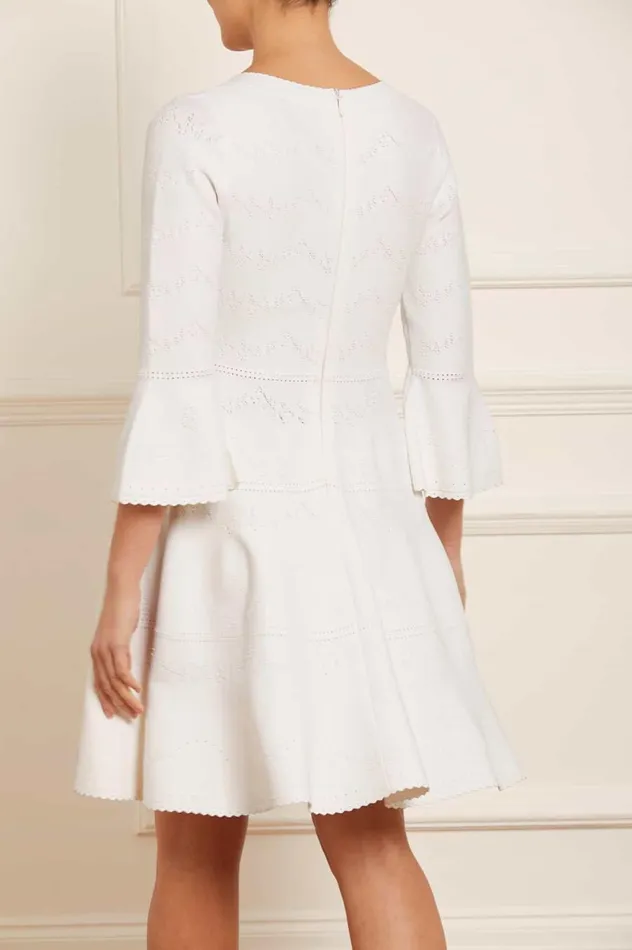 Women Day Dresses Needle and Thread Pretty Pointelle Knit Scoop Neck Mini Dress White
