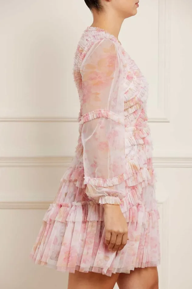 Women Day Dresses Needle and Thread Rose Bluebell Ruffle Mini Dress Pink