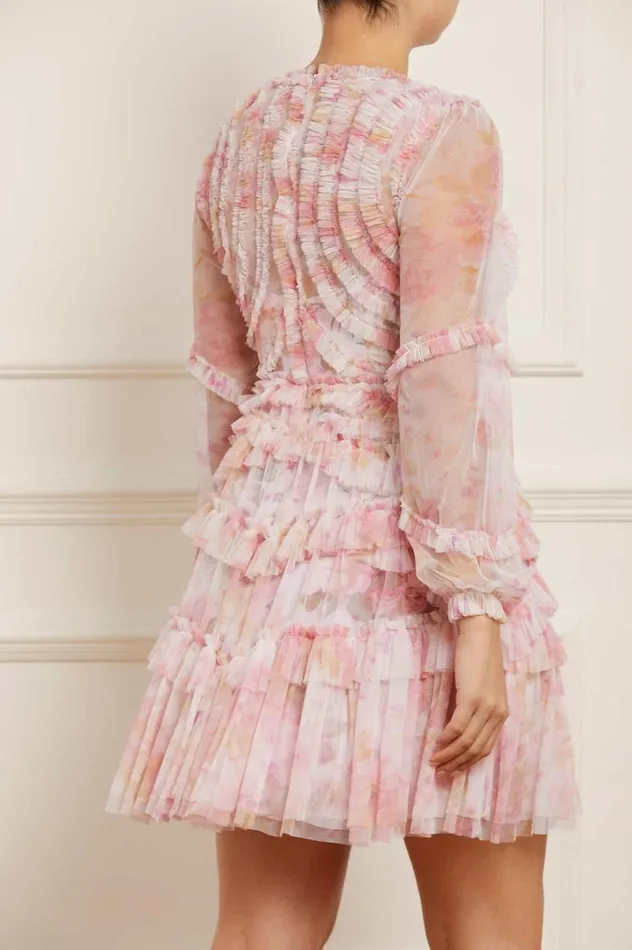 Women Day Dresses Needle and Thread Rose Bluebell Ruffle Mini Dress Pink