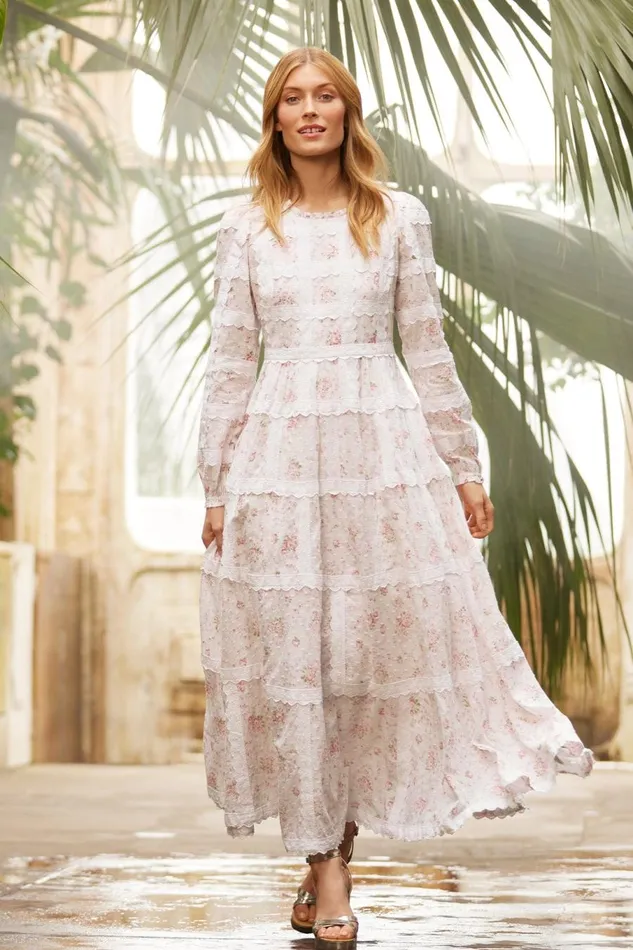 Women Day Dresses Needle and Thread Vintage Ditsy Sophia Long Sleeve Ankle Gown Multi