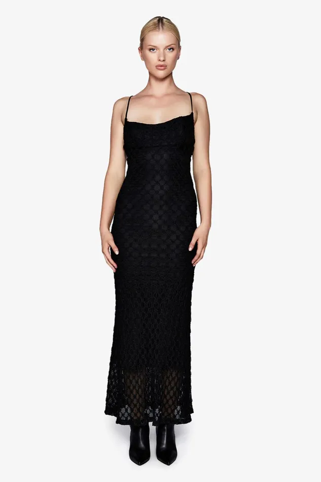 Women Day To Night Dresses Bardot Adoni Mesh Midi Dress In Black Black