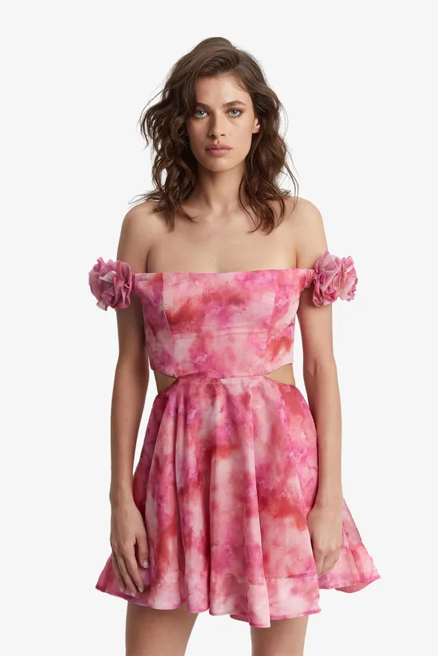 Women Day To Night Dresses Bardot Cupid Mini Dress In Pink Tie Dye Pink Tie Dye Women Day To Night Dresses Bardot Cupid Mini Dress In Pink Tie Dye Pink Tie Dye
