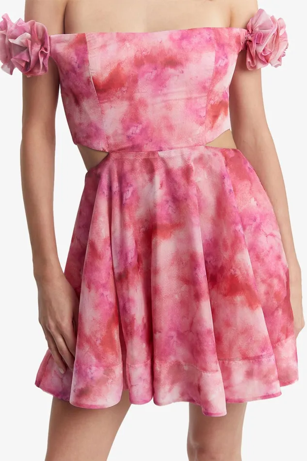 Women Day To Night Dresses Bardot Cupid Mini Dress In Pink Tie Dye Pink Tie Dye Women Day To Night Dresses Bardot Cupid Mini Dress In Pink Tie Dye Pink Tie Dye