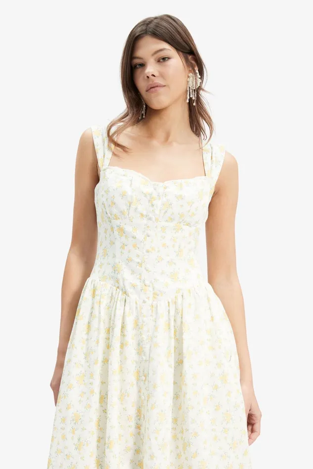 Women Day To Night Dresses Bardot Malea Midi Dress In Yellow Flr Yellow Flr Women Day To Night Dresses Bardot Malea Midi Dress In Yellow Flr Yellow Flr