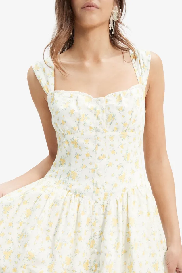 Women Day To Night Dresses Bardot Malea Midi Dress In Yellow Flr Yellow Flr Women Day To Night Dresses Bardot Malea Midi Dress In Yellow Flr Yellow Flr