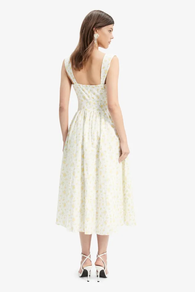 Women Day To Night Dresses Bardot Malea Midi Dress In Yellow Flr Yellow Flr Women Day To Night Dresses Bardot Malea Midi Dress In Yellow Flr Yellow Flr