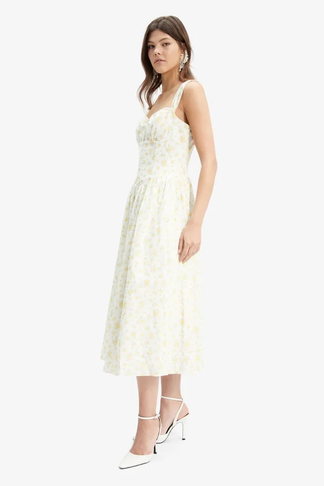 Women Day To Night Dresses Bardot Malea Midi Dress In Yellow Flr Yellow Flr Women Day To Night Dresses Bardot Malea Midi Dress In Yellow Flr Yellow Flr