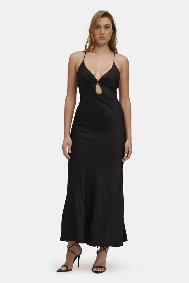 Women Day To Night Dresses Bardot Zuri Slip Dress In Black Black
