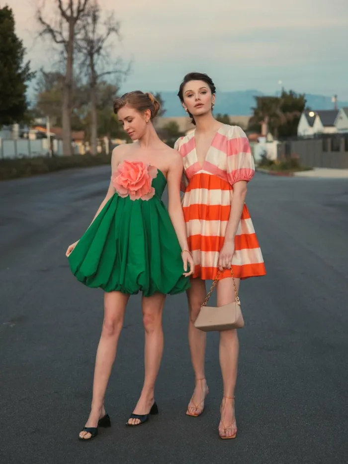 Women Daytime Dresses Mac Duggal Green Strapless Faille Mini Dress With 3D Flower Spring Green