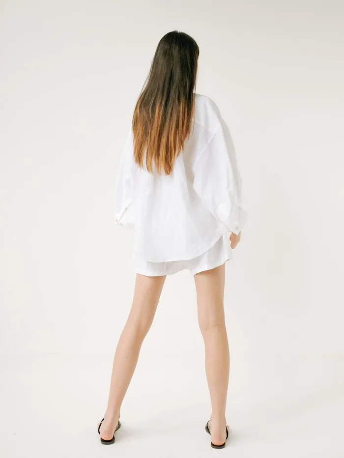Women Deiji Studios 8211 White 03 Linen Loungewear Set Short The UNDONE Loungewear