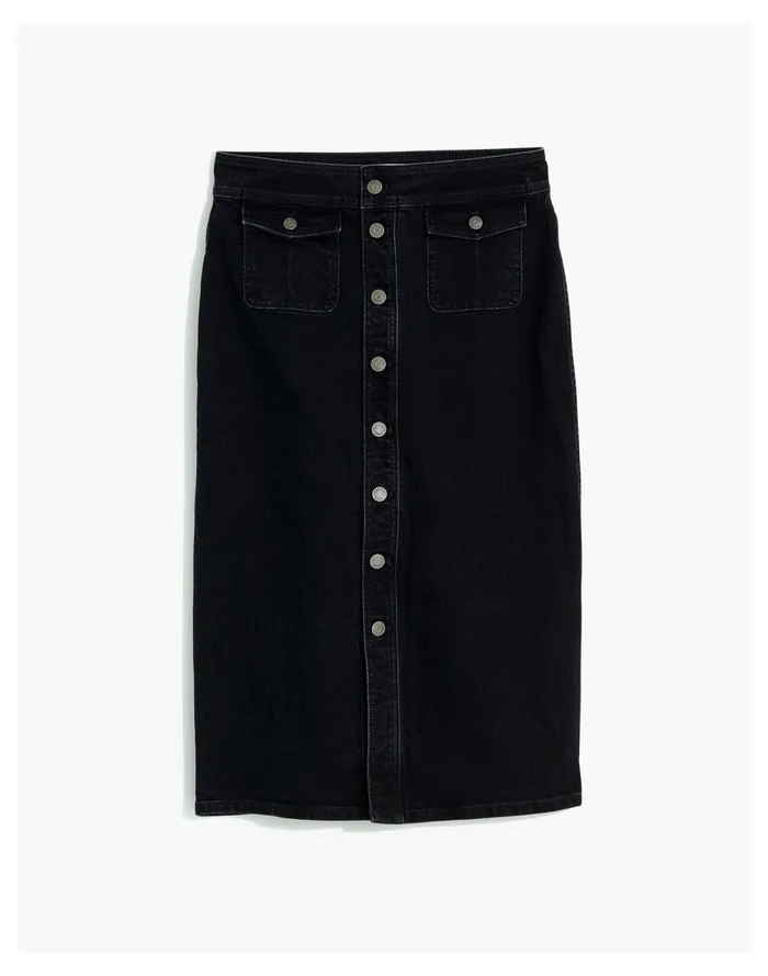 Women Denim Button Front Flap Pocket Midi Skirt In Lunar Wash Lunar Wash Madewell Skirts Women Denim Button Front Flap Pocket Midi Skirt In Lunar Wash Lunar Wash Madewell Skirts