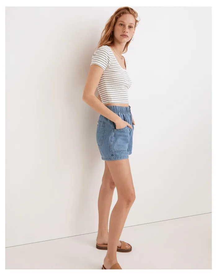Women Denim Pull On Utility Shorts In Grandfield Wash Grandfield Wash Madewell Shorts Women Denim Pull On Utility Shorts In Grandfield Wash Grandfield Wash Madewell Shorts