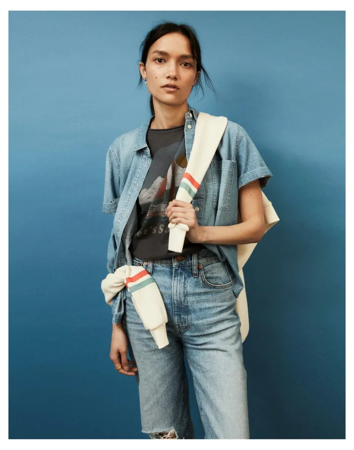 Women Denim Short Sleeve Button Up Shirt In Brickton Wash Brickton Wash Madewell Tops and Shirts Women Denim Short Sleeve Button Up Shirt In Brickton Wash Brickton Wash Madewell Tops and Shirts