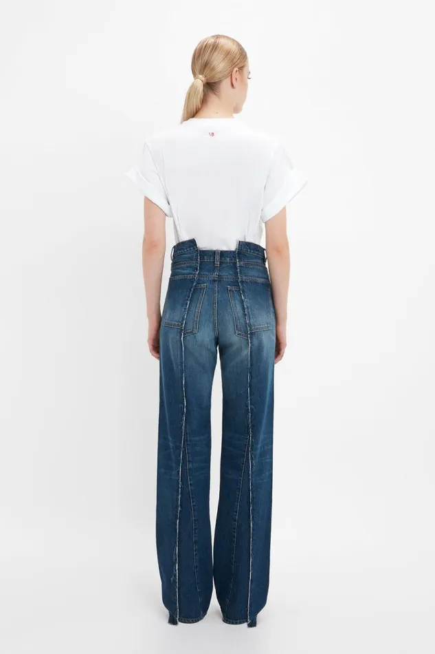 Women Denim Victoria Beckham Deconstructed Slim Jean In Dark Vintage Wash