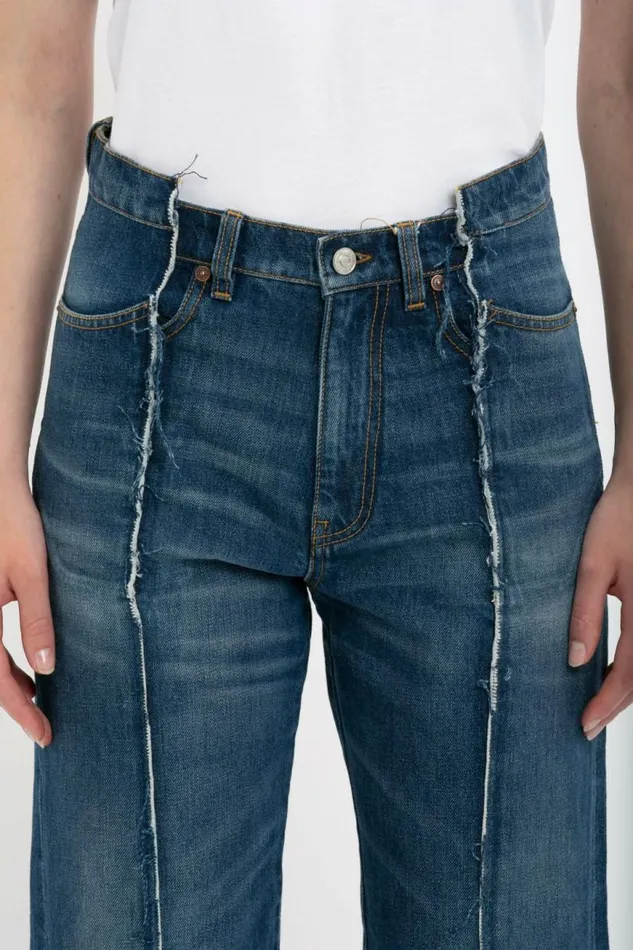Women Denim Victoria Beckham Deconstructed Slim Jean In Dark Vintage Wash