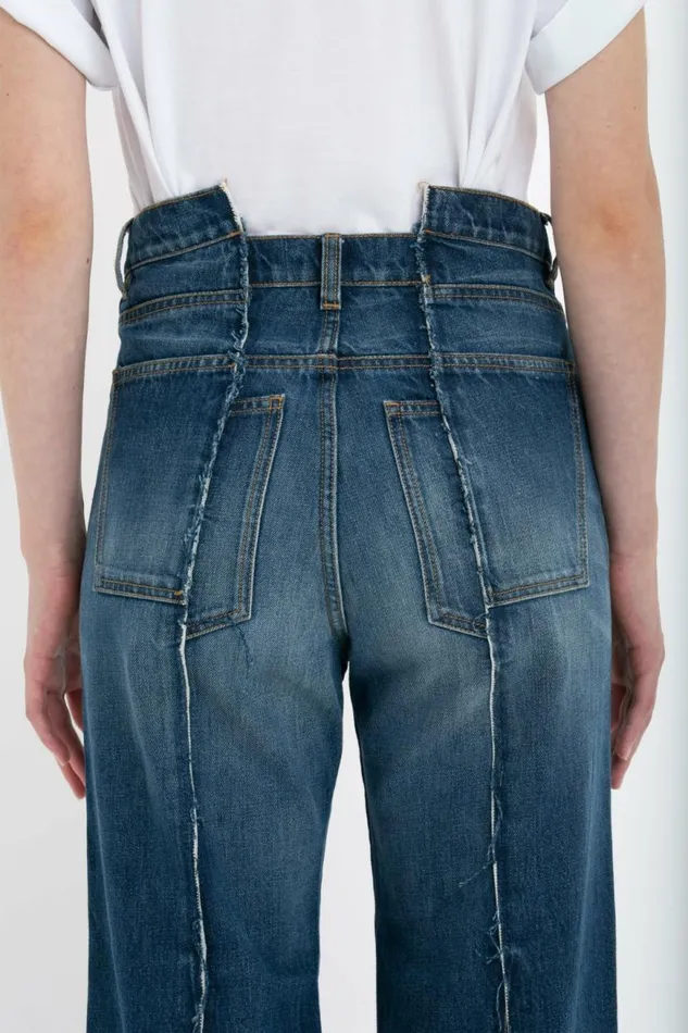 Women Denim Victoria Beckham Deconstructed Slim Jean In Dark Vintage Wash