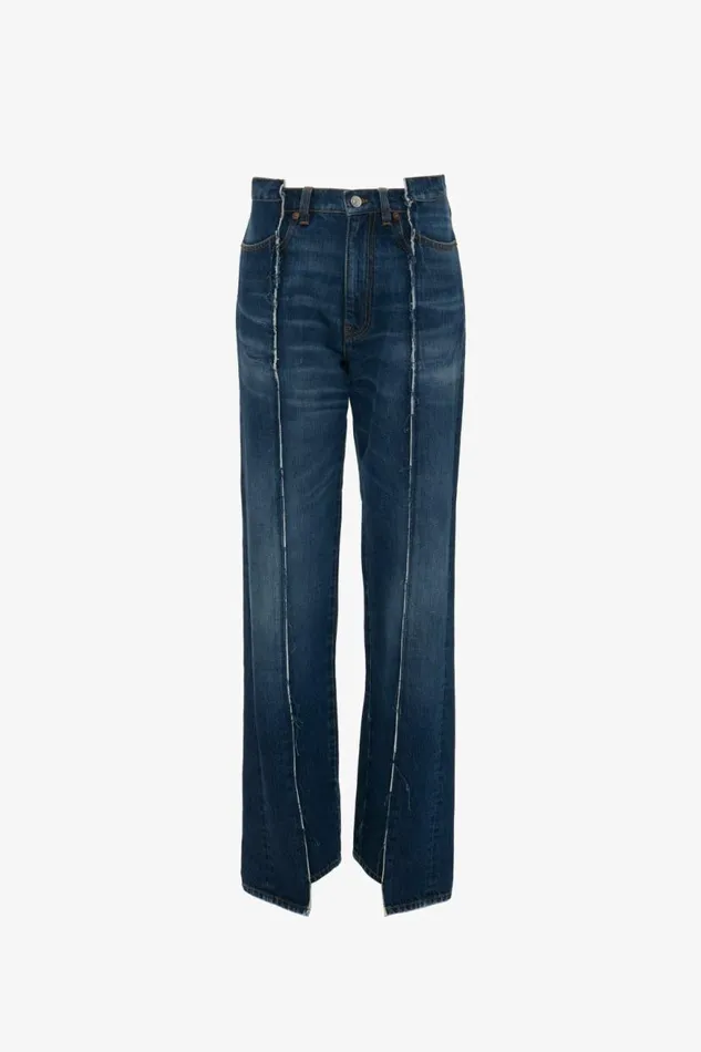 Women Denim Victoria Beckham Deconstructed Slim Jean In Dark Vintage Wash