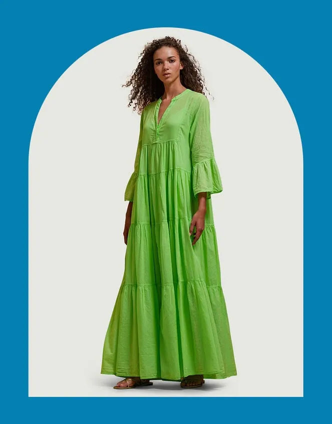 Women Devotion Twins Tiered Maxi Dress Green Monsoon Dresses