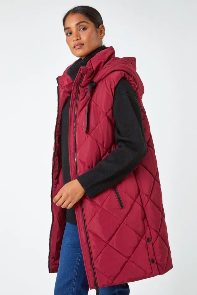 Women Diamond Quilted Padded Gilet Roman Coats
