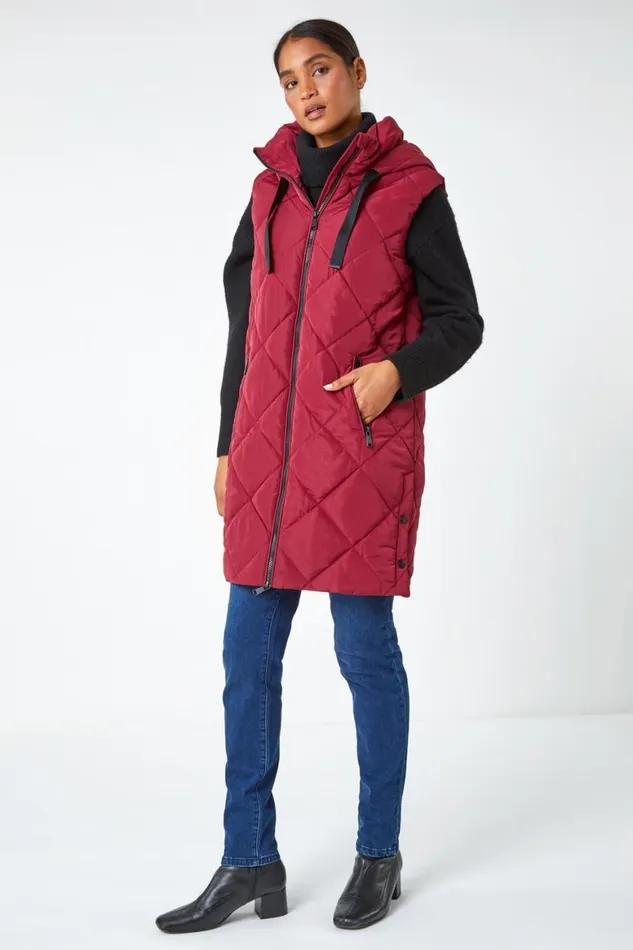 Women Diamond Quilted Padded Gilet Roman Coats