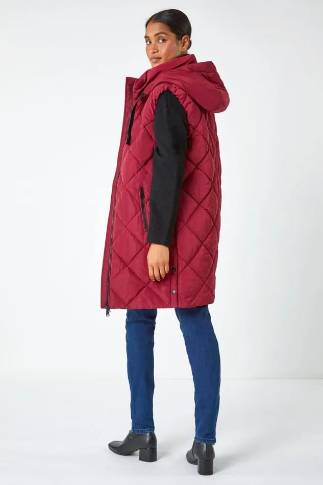 Women Diamond Quilted Padded Gilet Roman Coats