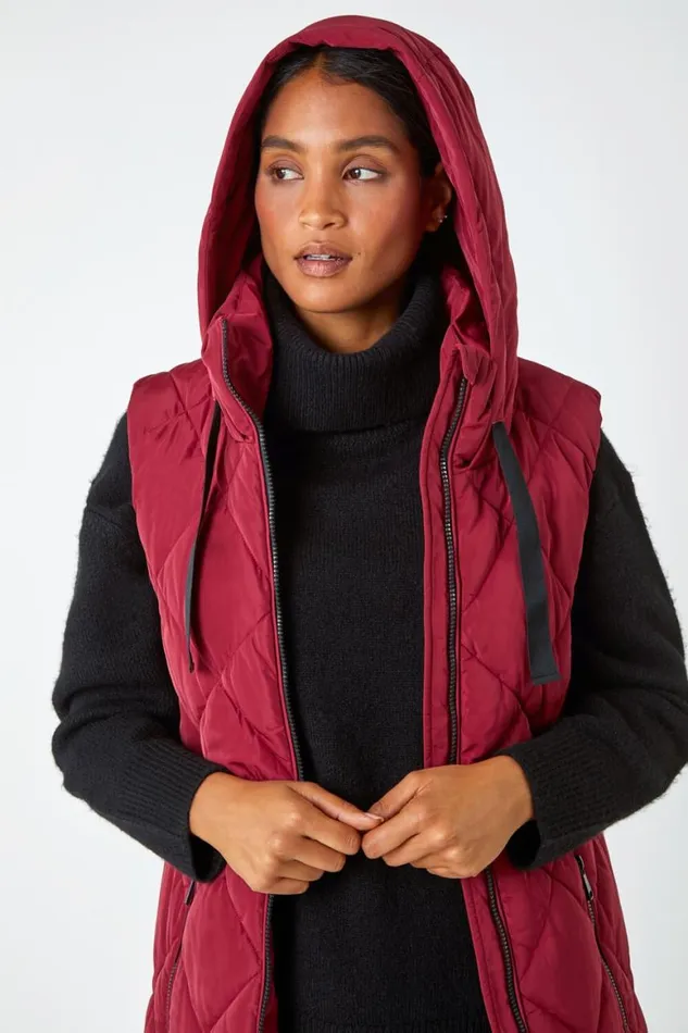 Women Diamond Quilted Padded Gilet Roman Coats