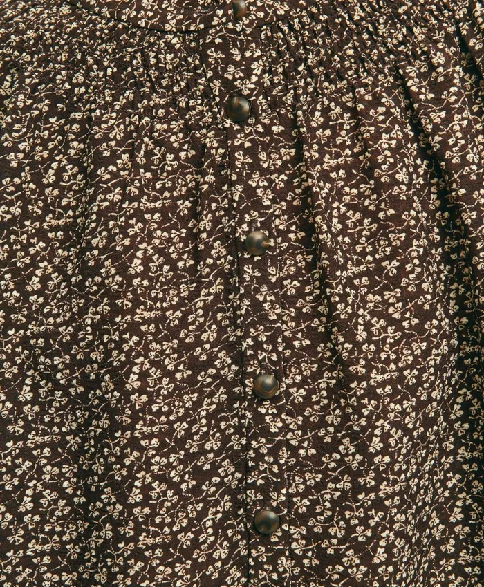 Women Ditsy Print Peasant Blouse Brown Multi Brooks Brothers Blouses and Shirts
